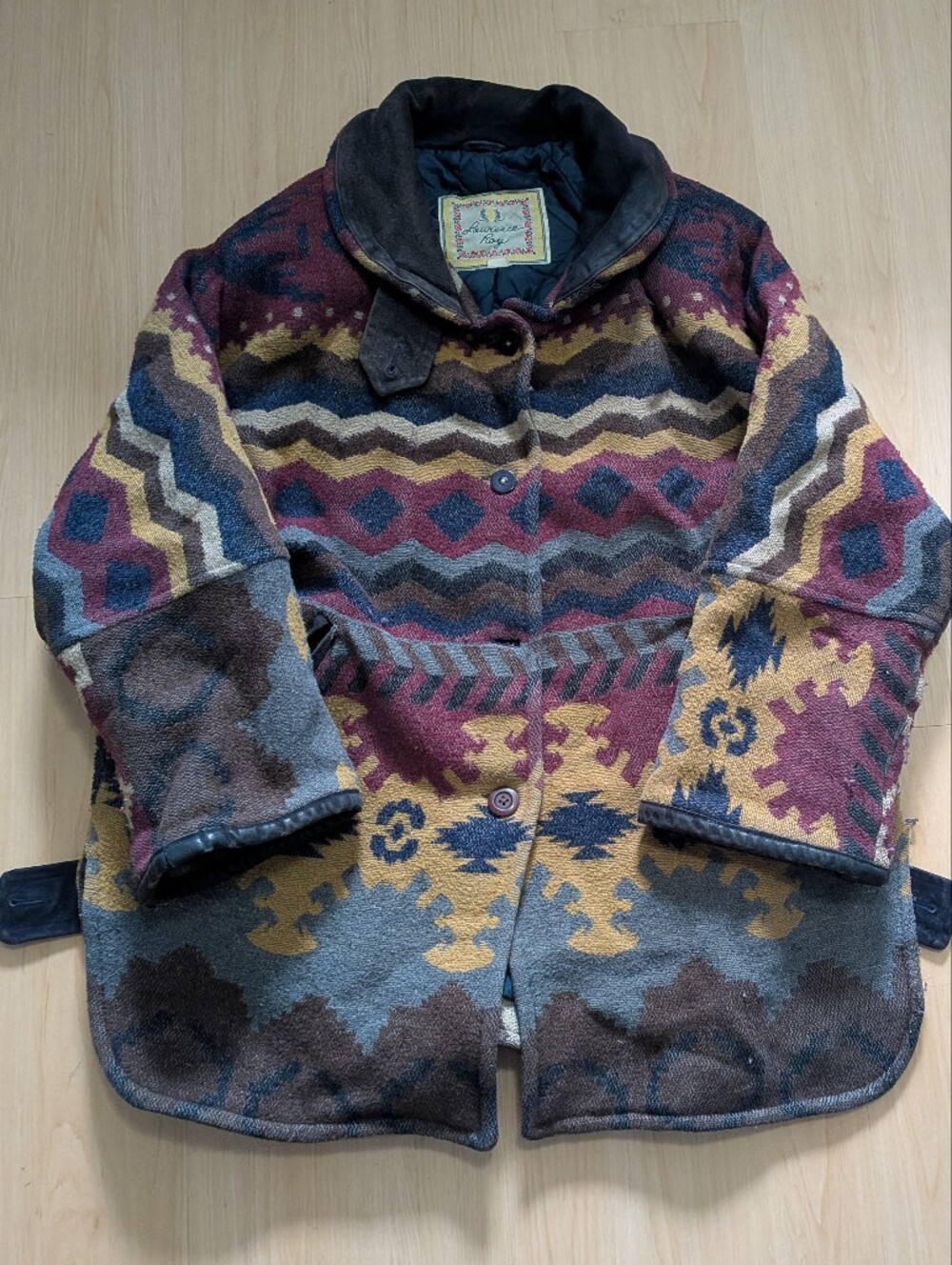 Vintage Laurence Roy Wool Blanket Jacket Southwestern Aztec Pattern TG/XL Canada